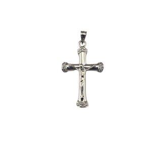 14 Karat White Gold and Diamond Crucifix Pendant #22665